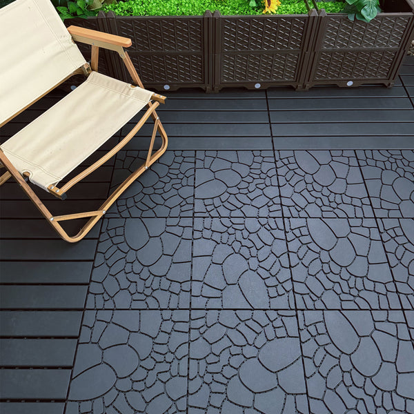 Simulated pebble stone deck tiles