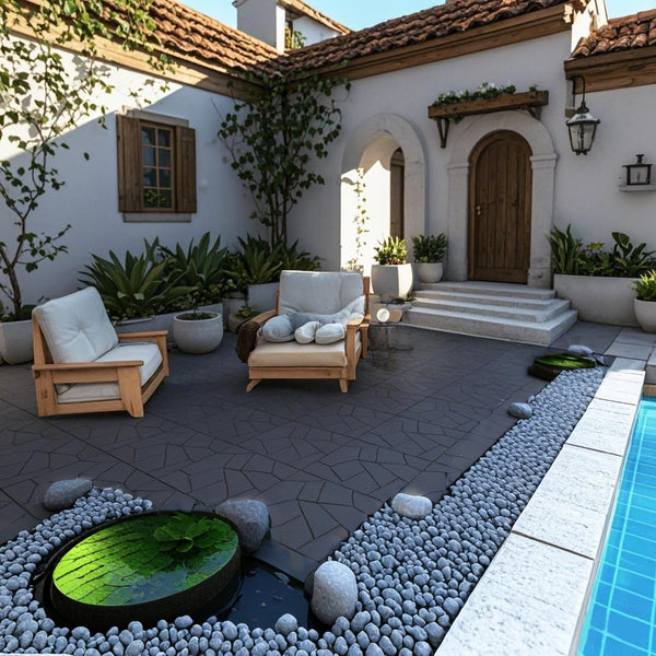Simulated stone surface deck tiles