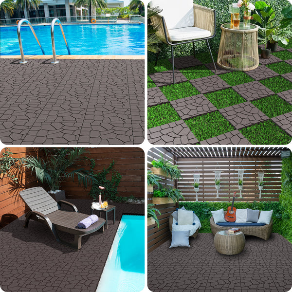 Simulated gravel deck tiles